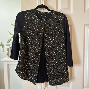 Van Heusen Black and Brown Leopard Print Blouse